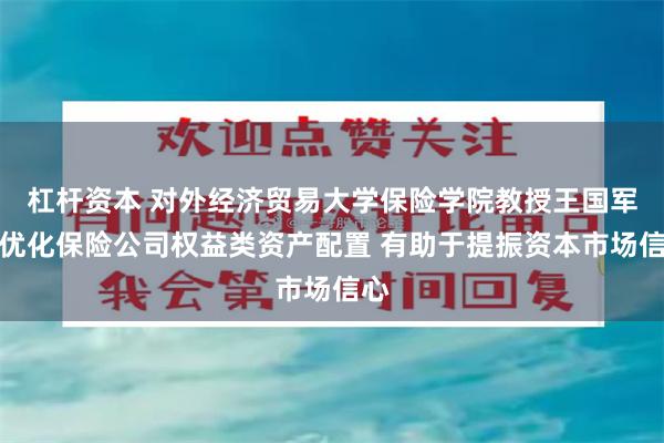 杠杆资本 对外经济贸易大学保险学院教授王国军：优化保险公司权益类资产配置 有助于提振资本市场信心