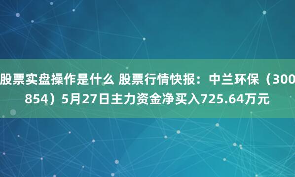 股票实盘操作是什么 股票行情快报：中兰环保（300854）5月27日主力资金净买入725.64万元