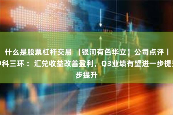 什么是股票杠杆交易 【银河有色华立】公司点评丨中科三环 ：汇兑收益改善盈利，Q3业绩有望进一步提升