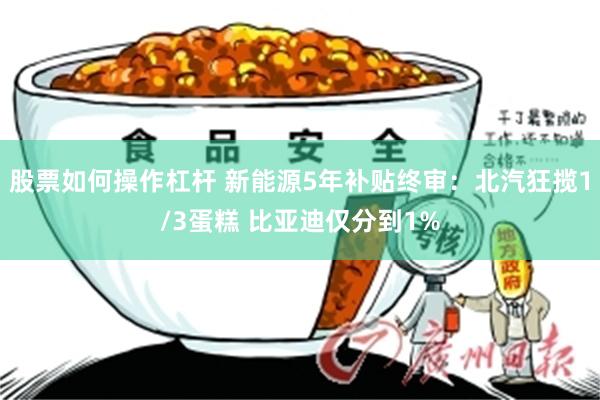 股票如何操作杠杆 新能源5年补贴终审：北汽狂揽1/3蛋糕 比亚迪仅分到1%